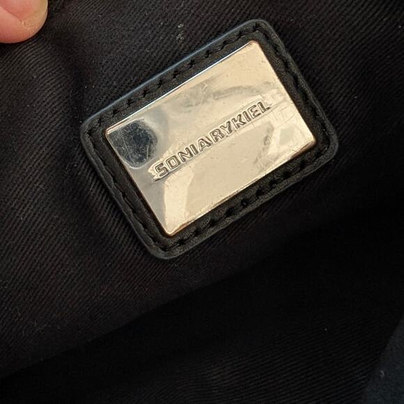 Sonia Rykiel Black Leather Silver Studs Zip Mini Bag Clutch - Picture 3 of 10